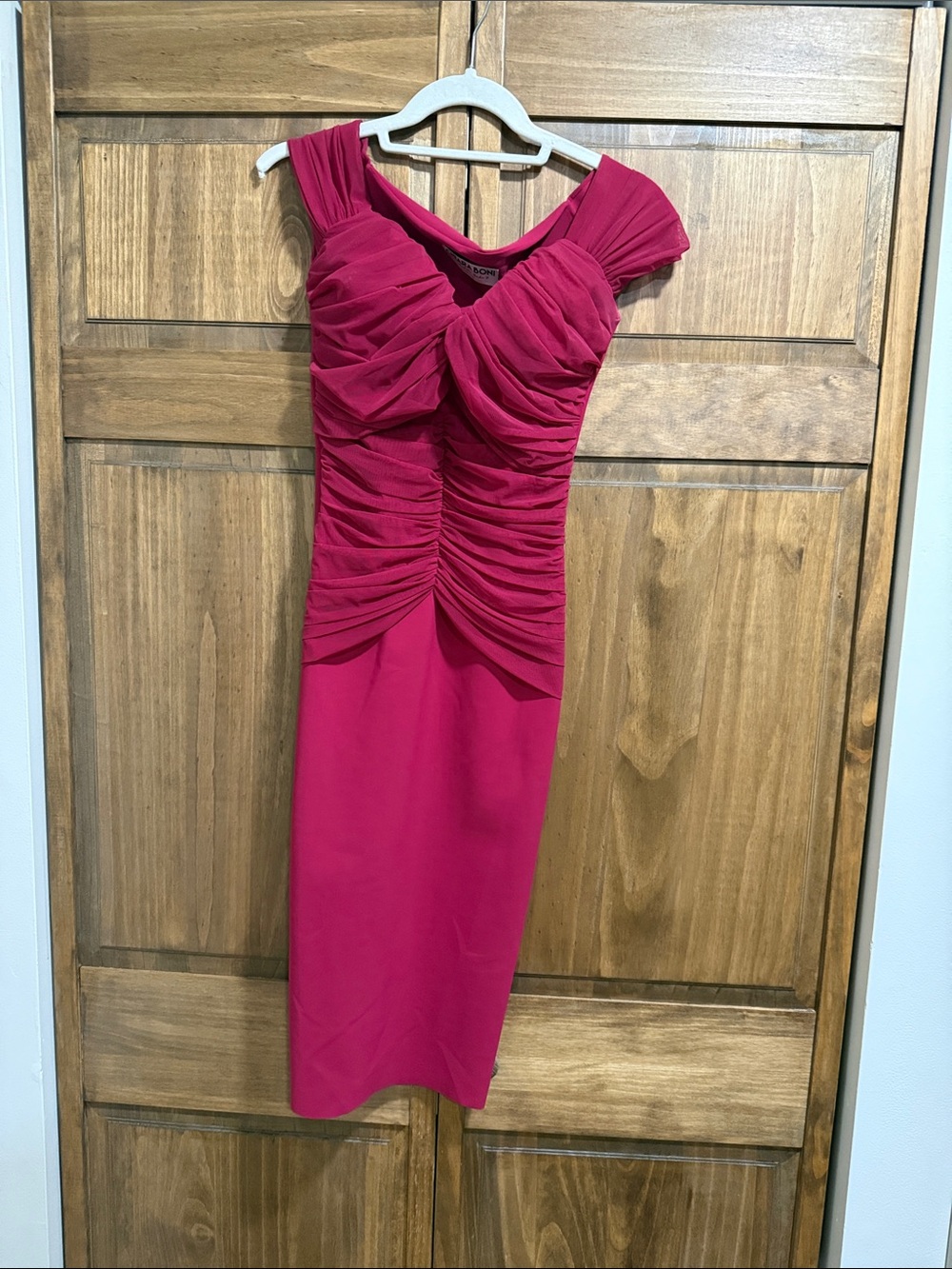 Chiara Boni La Petite Robe Fuchsia Ruched Midi Dress Size 38 Made in Italy
